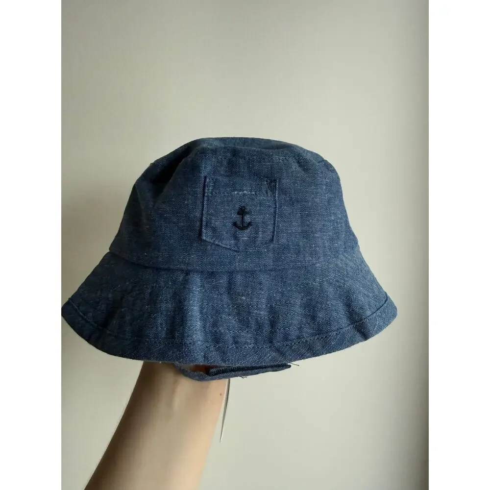 NWT Kids Faux Denim Anchor Bucket Hat